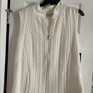 New: Kim Rogers Cream Cable Knit Zip Vest
